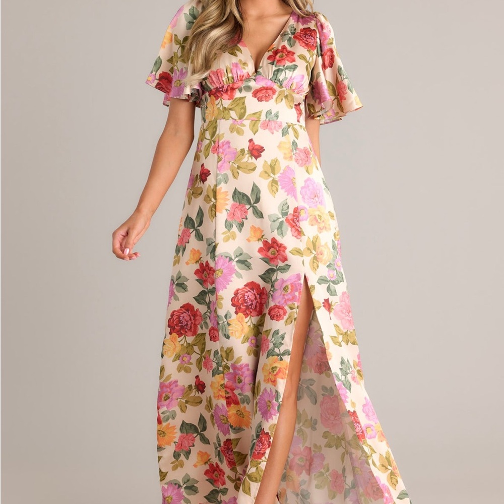Dress Forum Floral Maxi Dress with Pink and Green